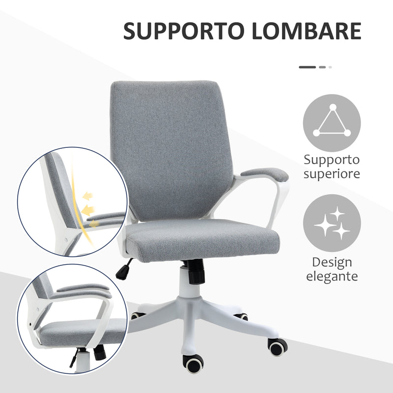 Sedia Operativa da Ufficio 62x69x92-102 cm in Tessuto Effetto Lino Grigia – acquista  su Giordano Shop