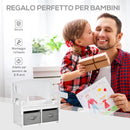 Cassapanca Banchetto Scuola per Bambini 2 in 1 60x43x57 cm con 2 Cassetti Bianca-7