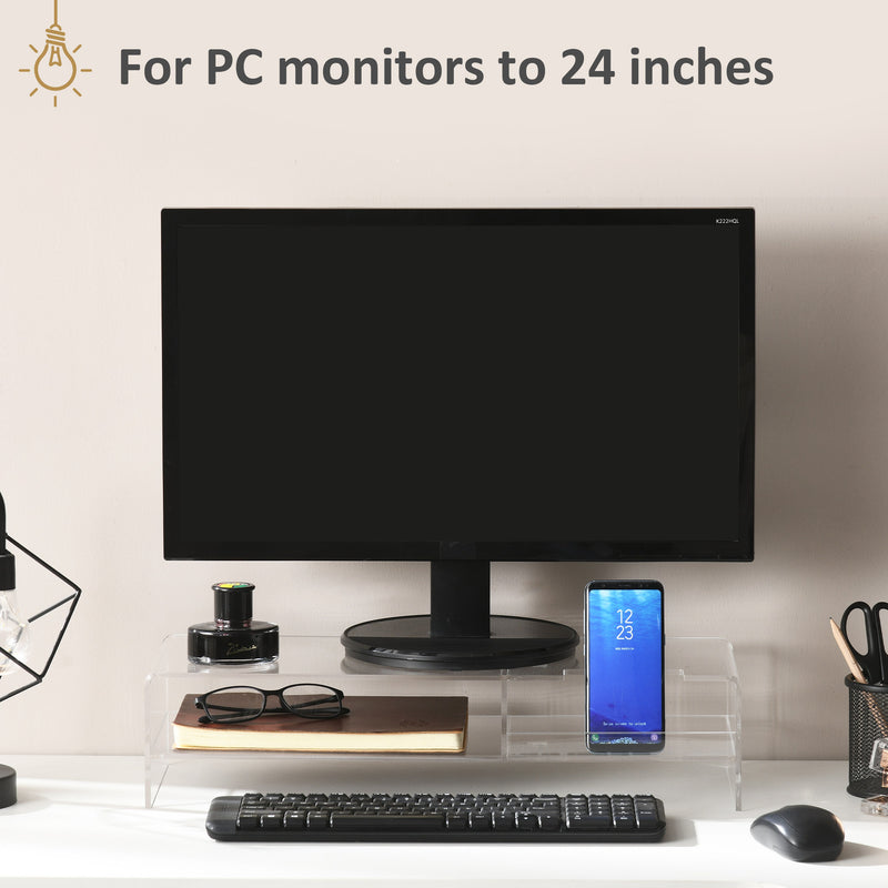 Supporto Monitor PC 24” Max 2 Ripiani 50,8x19x12 cm in Acrilico Trasparente  – acquista su Giordano Shop