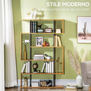 Libreria Moderna a 5 Livelli 13 Ripiani 95x25x150,5 cm in Truciolato Grigia e Color Legno-4