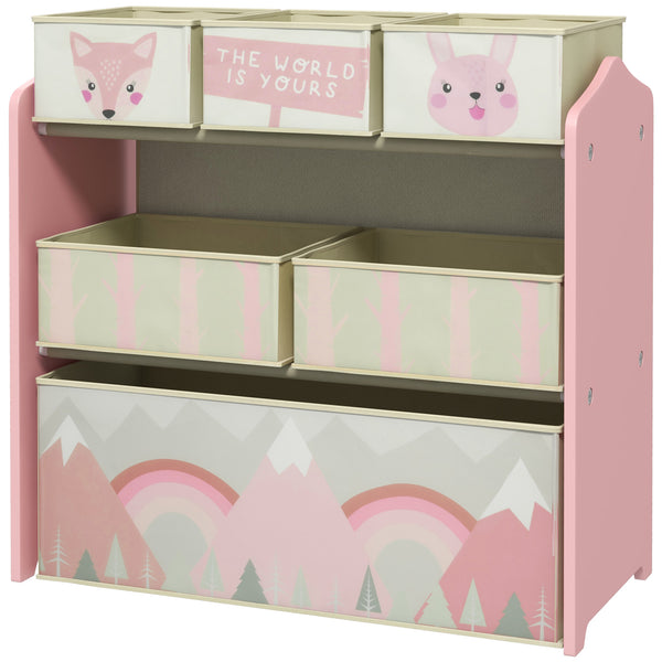 Scaffale Portagiochi per Bambini 63x30x66 cm 6 Contenitore Rimovibili Rosa online