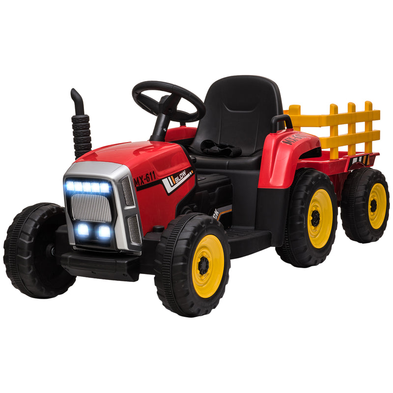 Trattore Elettrico per Bambini 12V con Rimorchio Rosso-1