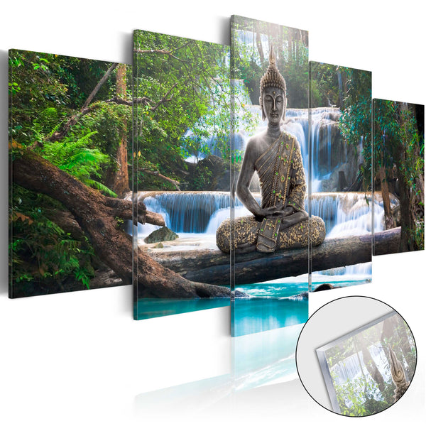 Quadro Su Vetro Acrilico - Buddha And Waterfall 100x50cm Erroi online