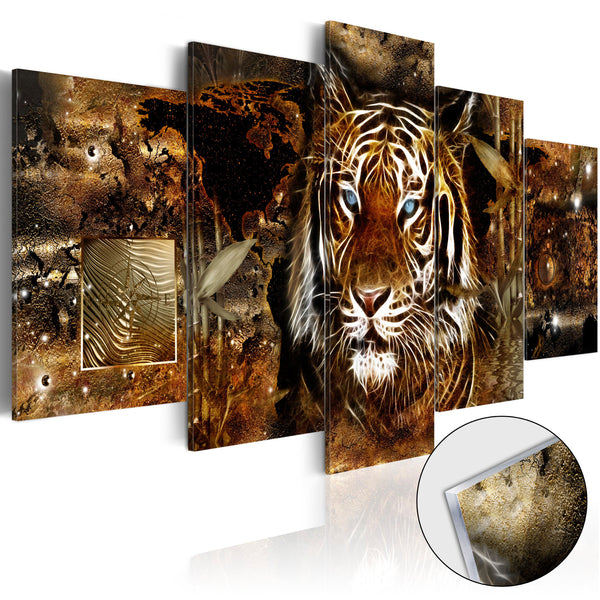 Quadro Su Vetro Acrilico - Golden Jungle 100x50cm Erroi sconto