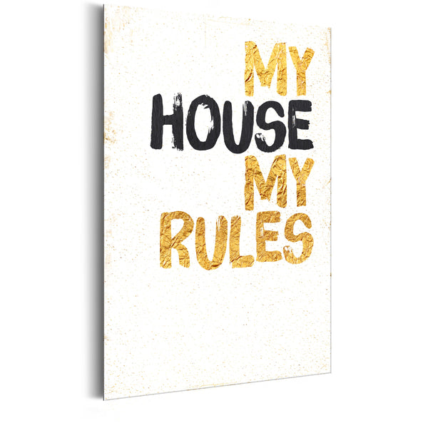 Targa In Metallo - La Mia Casa - My House, My Rules 31x46cm Erroi prezzo