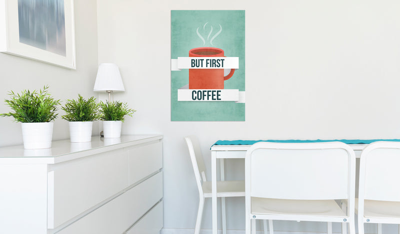 Targa In Metallo - Coffee Lovers - But First Coffee 31x46cm Erroi-2