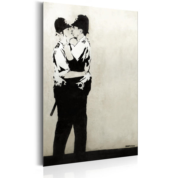 Targa In Metallo - Kissing Coppers By Banksy 31x46cm Erroi online