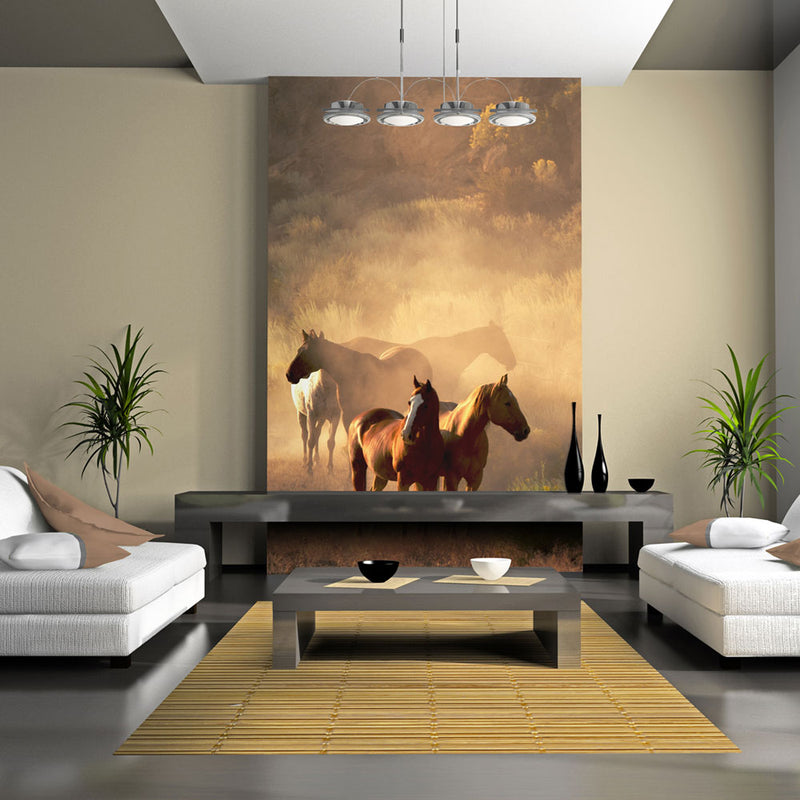 Fotomurale - Cavalli Selvaggi Nel Deserto 200X154 cm Carta da Parato Erroi-1