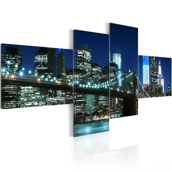 Quadro - Ponte Di Brooklyn Illuminato Di Notte 100x45cm Erroi sconto