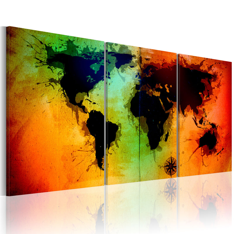 Quadro - Mappa Del Mondo: Oceani Variopinti 60X30Cm Erroi-1