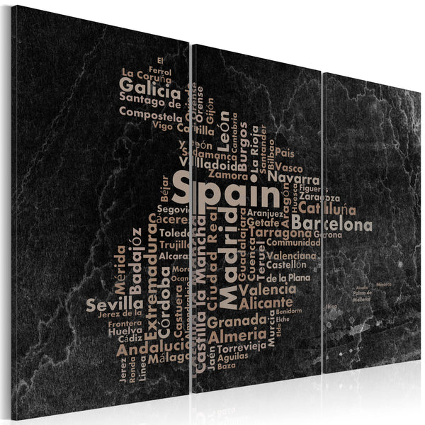 online Quadro - Text Map Of Spain On The Blackboard - Triptych Erroi