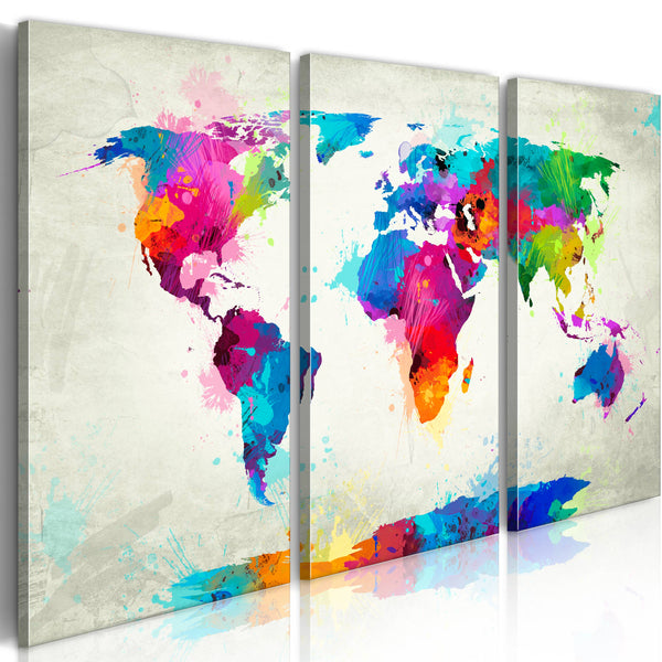 sconto Quadro - World Map An Explosion Of Colors Erroi