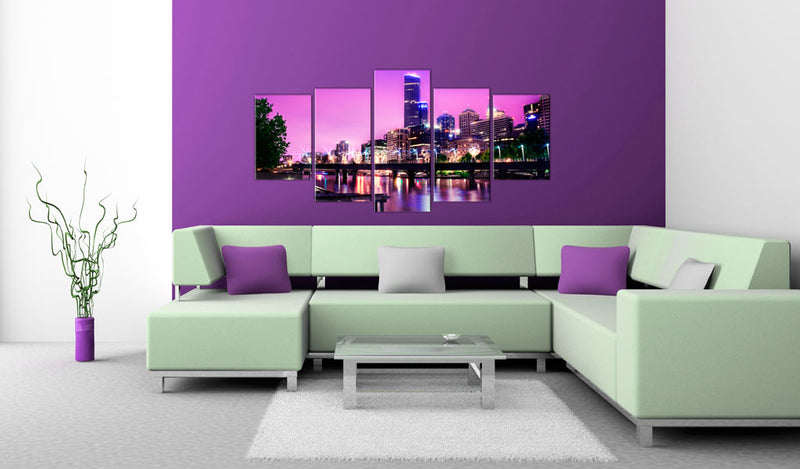 Quadro - Night Urban City Skyline - Melbourne 100X50Cm Erroi-2