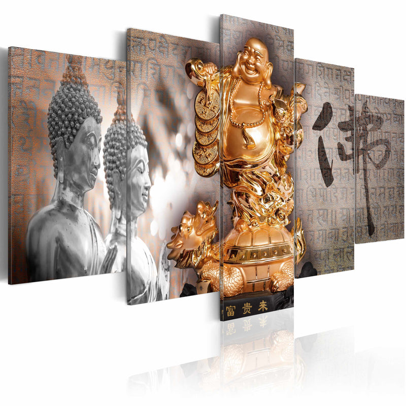 Quadro Buddha grigio in 3 pezzi