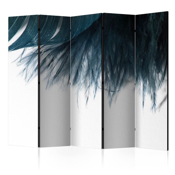 acquista Paravento 5 Pannelli - Dark Blue Feather II 225x172cm Erroi