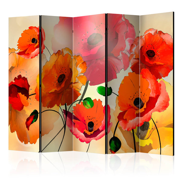 sconto Paravento 5 Pannelli - Velvet Poppies II 225x172cm Erroi