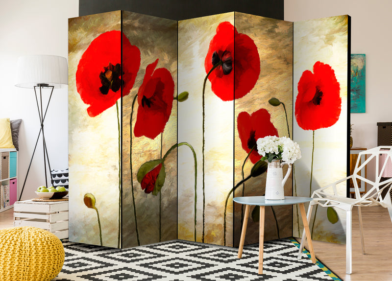 Paravento 5 Pannelli - Golden Field Of Poppies II 225x172cm Erroi-2