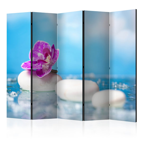 Paravento 5 Pannelli - Pink Orchid And White Zen Stones II 225x172cm Erroi acquista