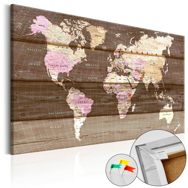 prezzo Quadro Di Sughero - Wooden World [Cork Map] 90x60cm Erroi