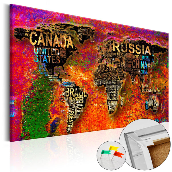 acquista Quadro Di Sughero - Impressive World [Cork Map] 120x80cm Erroi