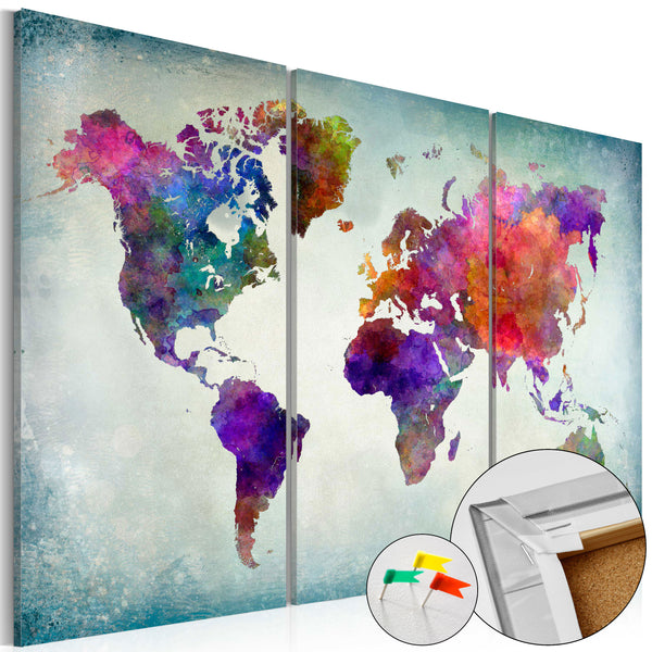 Quadro Di Sughero - World In Colors [Cork Map] 120x80cm Erroi sconto