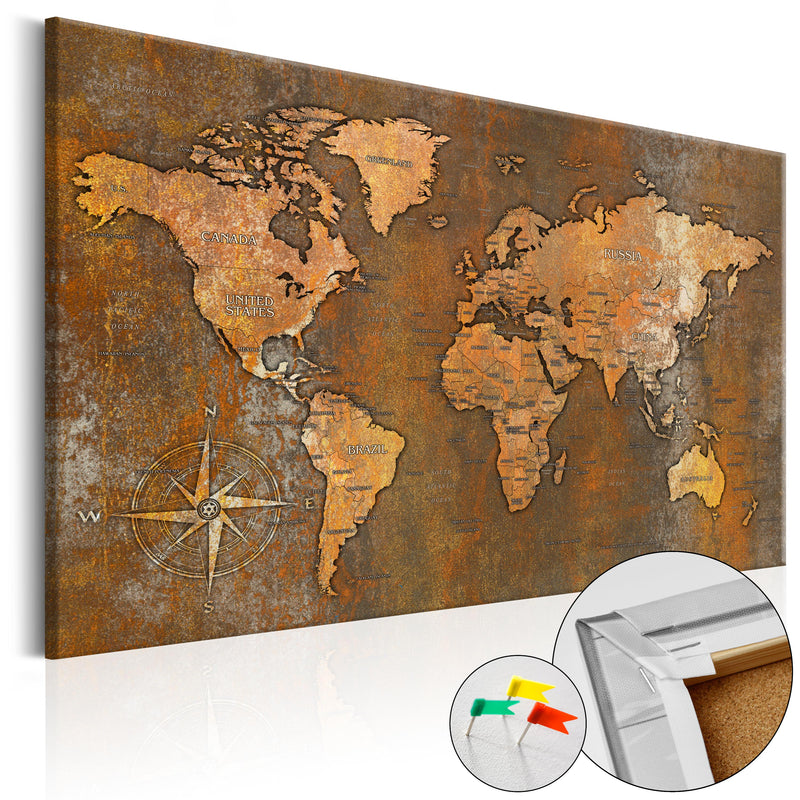 Quadro di Sughero - Rusty World [Cork Map] 120x80cm Erroi-1