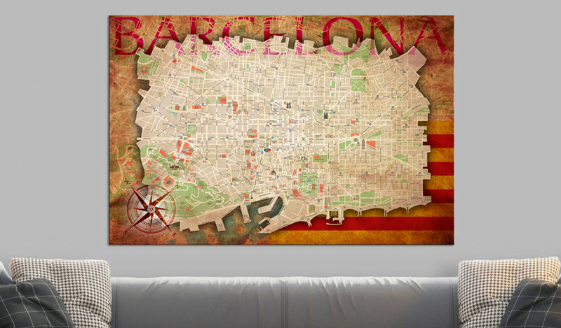 Quadro di Sughero - Map Of Barcelona [Cork Map] 120x80cm Erroi-2