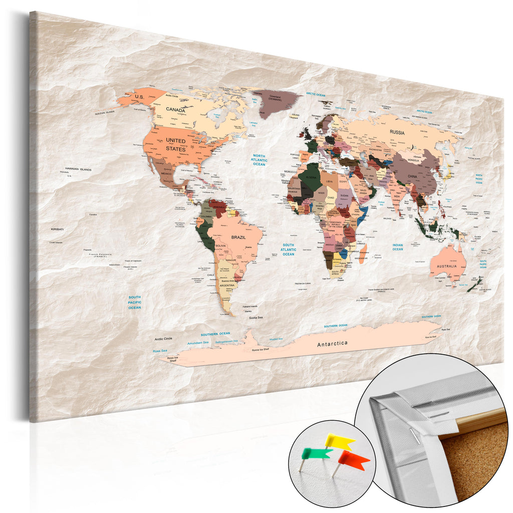 Lavagna decorativa di sughero Mappa in sughero: espressionismo mondiale -  Quadri di sughero