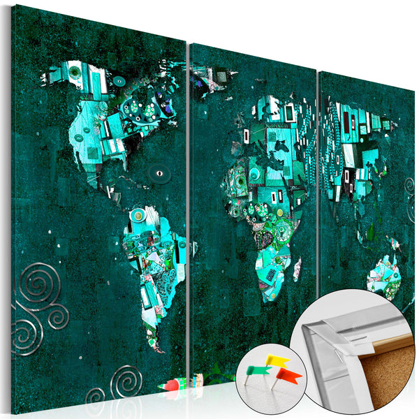 Quadro Di Sughero - Emerald World [Cork Map] 120x80cm Erroi sconto