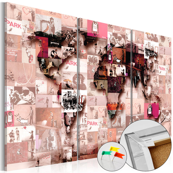 Quadro Di Sughero - Banksy Graffiti Collage [Cork Map] 120x80cm Erroi prezzo