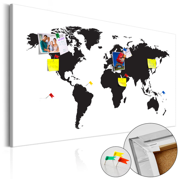 Quadro Di Sughero - World Map - Black & White Elegance [Cork Map] 120x80cm Erroi online