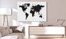 Quadro di Sughero - World Map - Black & White Elegance [Cork Map] 120x80cm Erroi-2