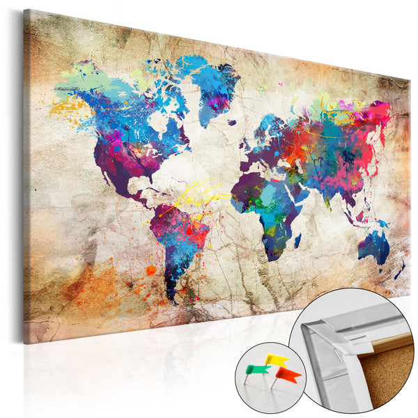 acquista Quadro Di Sughero - World Map - Urban Style [Cork Map] 120x80cm Erroi