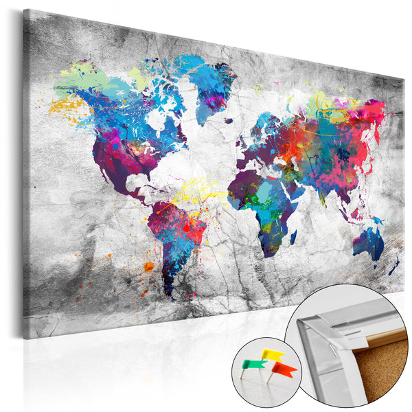 Quadro Di Sughero - World Map - Grey Style [Cork Map] 120x80cm Erroi acquista