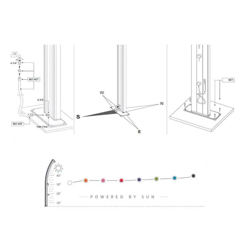 Doccia Solare da Esterno Giardino 30L Miscelatore Arkema Spring Fascia Inox Viola-6