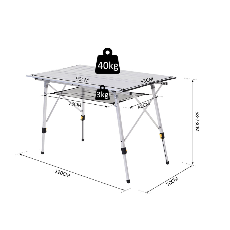Tavolo da Campeggio Picnic Avvolgibile in Alluminio 120x70x73 cm  Wrap-6