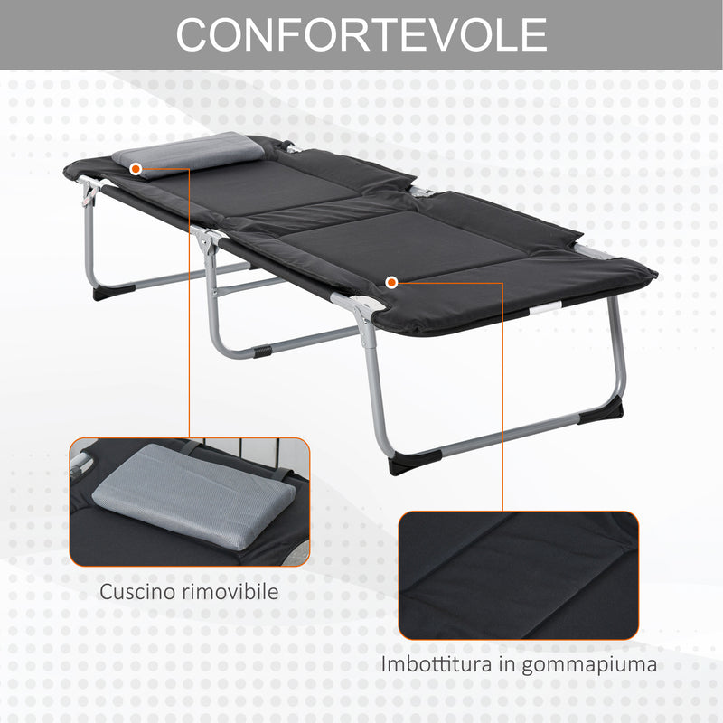 Brandina Pieghevole da Campeggio 183x66x33 cm in Metallo e Tessuto Oxford  Imbottito Nero – acquista su Giordano Shop