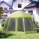 Tenda da Campeggio 6-8 Persone Ø4,93x2,4m in Tessuto Taffetà Verde-2