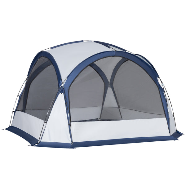 Tenda da Campeggio 6-8 Persone 350x350x230 cm 4 Porte a Cerniera Bianca e Blu prezzo