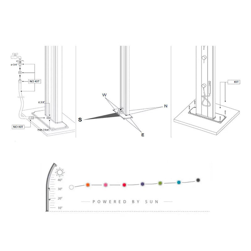 Doccia Solare da Esterno Giardino 30L Miscelatore e Lavapiedi Arkema Spring S Inox Paint-7