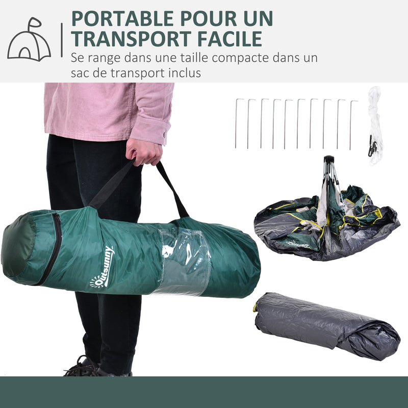 Tenda da Campeggio Automatica per 2 Persone con Tasche Interne e Tappetino  205x195x135 cm Verde – acquista su Giordano Shop