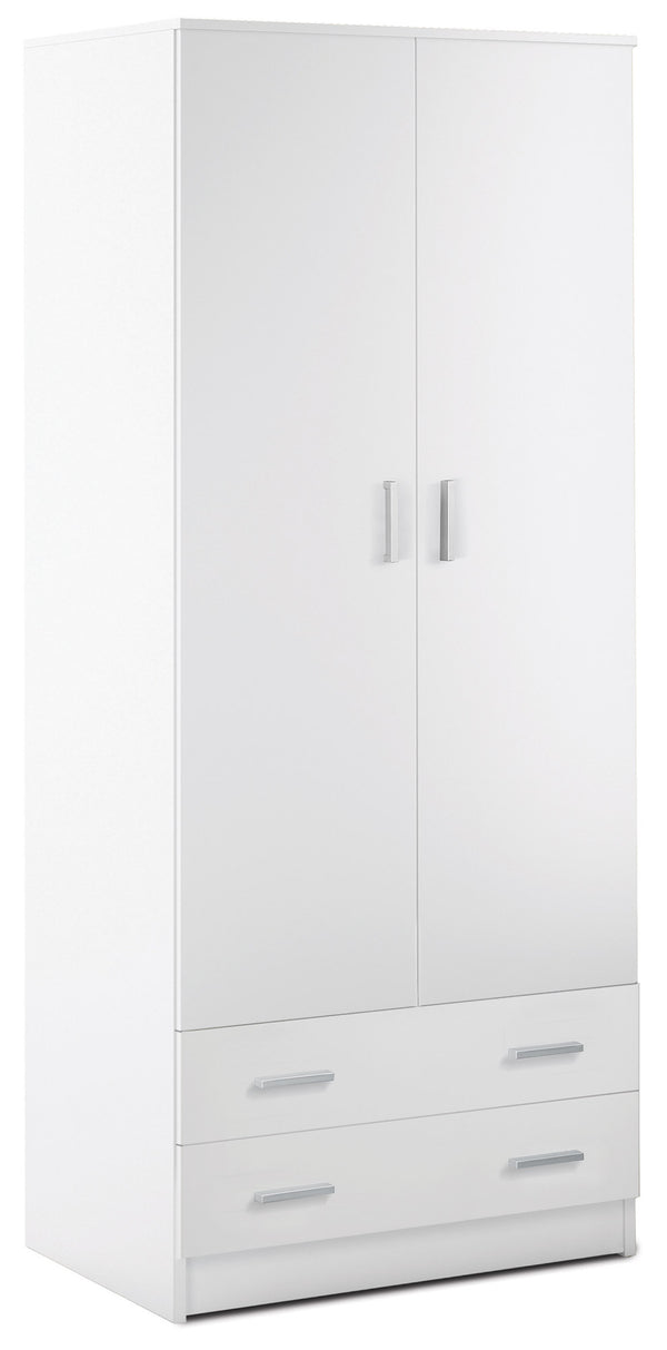 Armadio 2 Ante 2 Cassetti 77x182x52 cm Bianco Lisco online