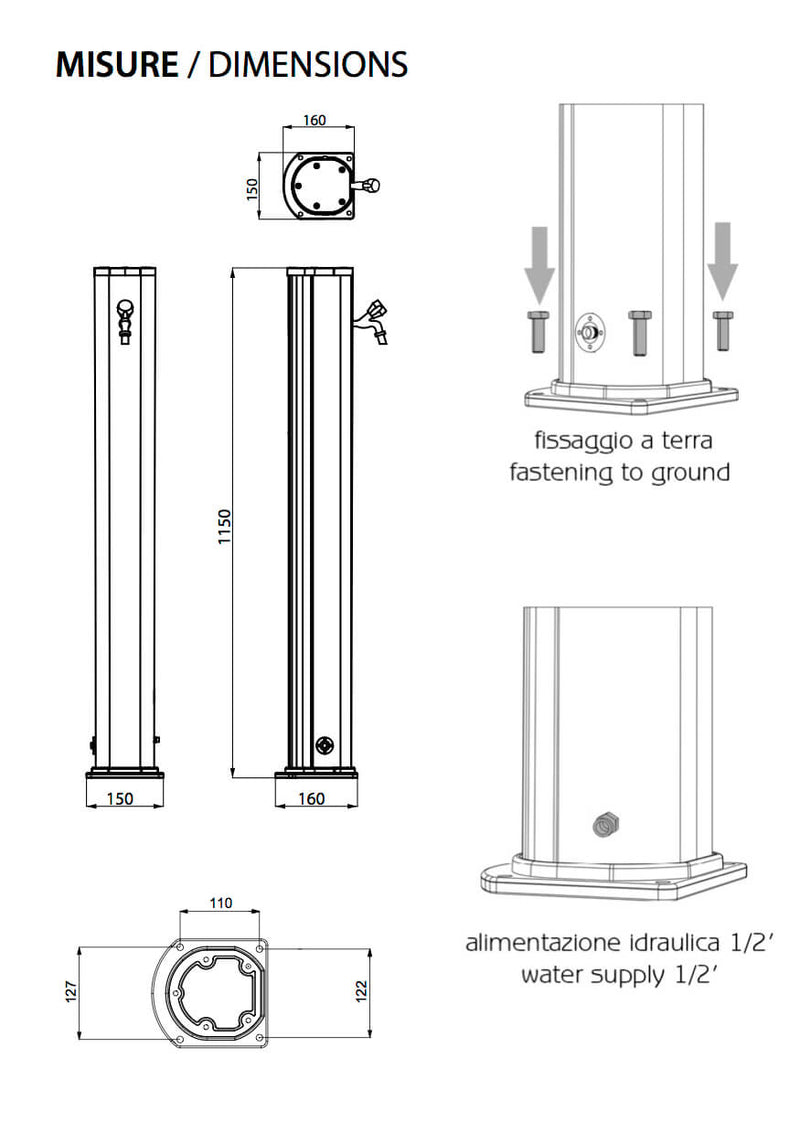 Fontana da Esterno con Rubinetto Arkema Jolly Grigio Antracite-5