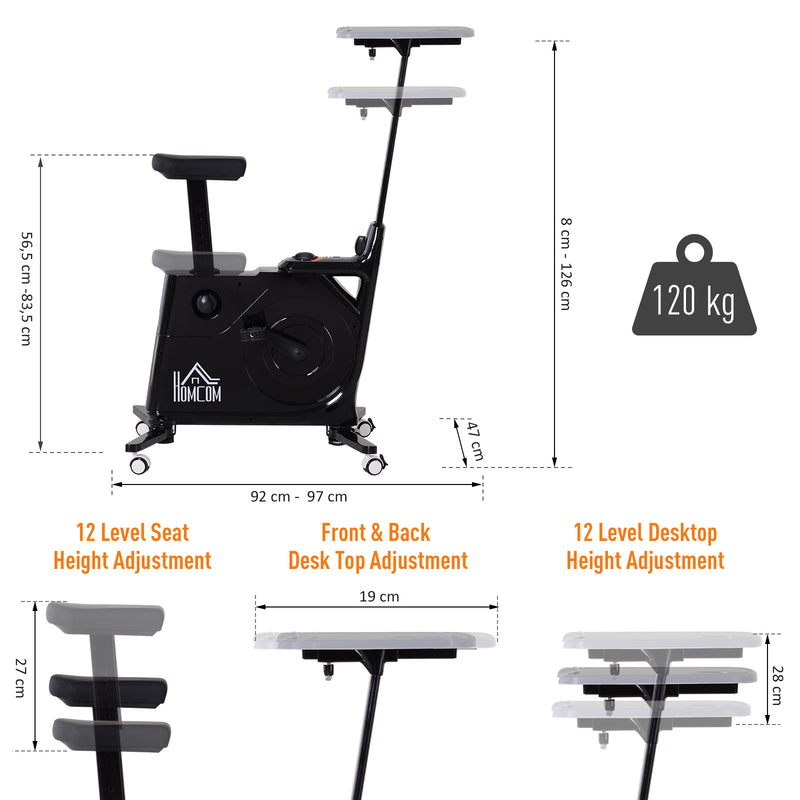 Cyclette Manuale con Tavolino 120 Kg  Nera-6