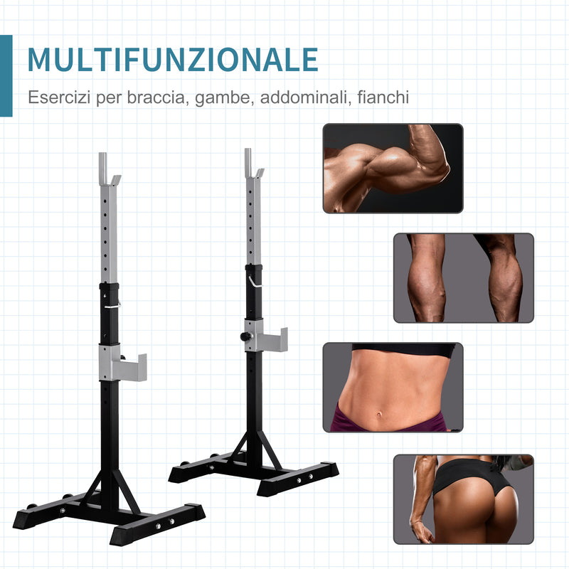 Set 2 Supporti Bilanciere Capacità 110Kg 55x57x105-170 cm Nero-7