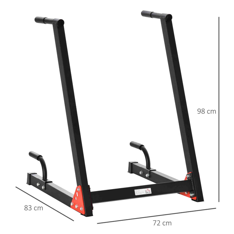 Stazione Fitness Dip Station 83x72x98 cm in Acciaio Rosso e Nero-3