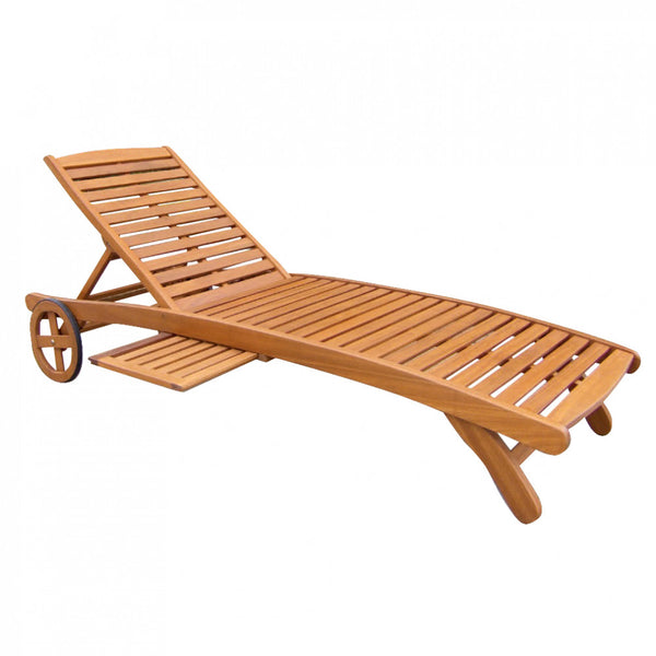 acquista Lettino Prendisole da Giardino con Ruote 197x63x37/100 h cm in Legno Marrone