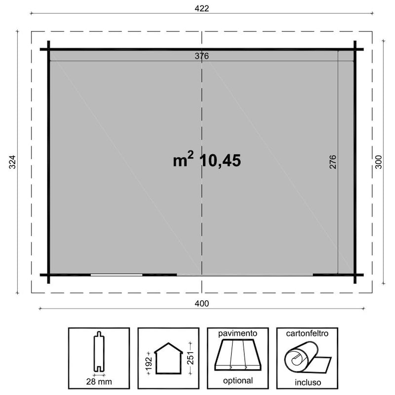 Casetta da Giardino Porta Doppia 1 Finestra 400x300 cm in Legno Matilde –  acquista su Giordano Shop