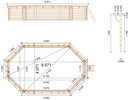 Piscina Ottagonale Fuori Terra 657x407x120 cm in Legno-3