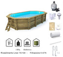 Piscina Ottagonale Fuori Terra 657x407x120 cm in Legno-4